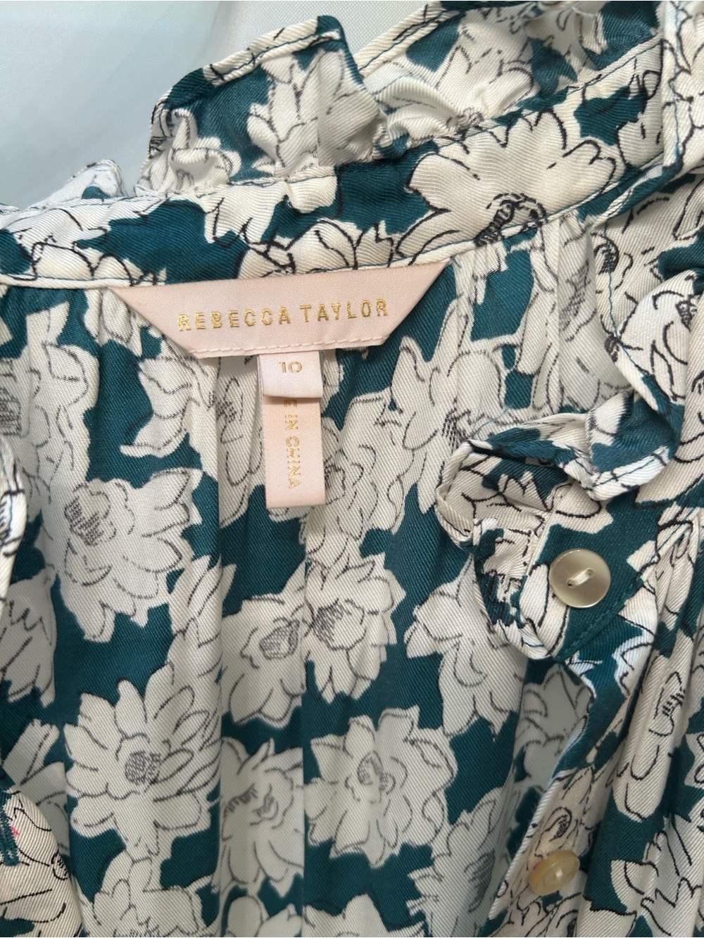 Rebecca Taylor Teal and Cream Floralk wide leg jumper